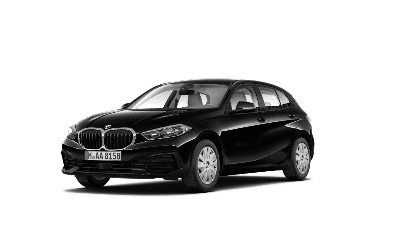 BMW 1er von vorne in schwarz