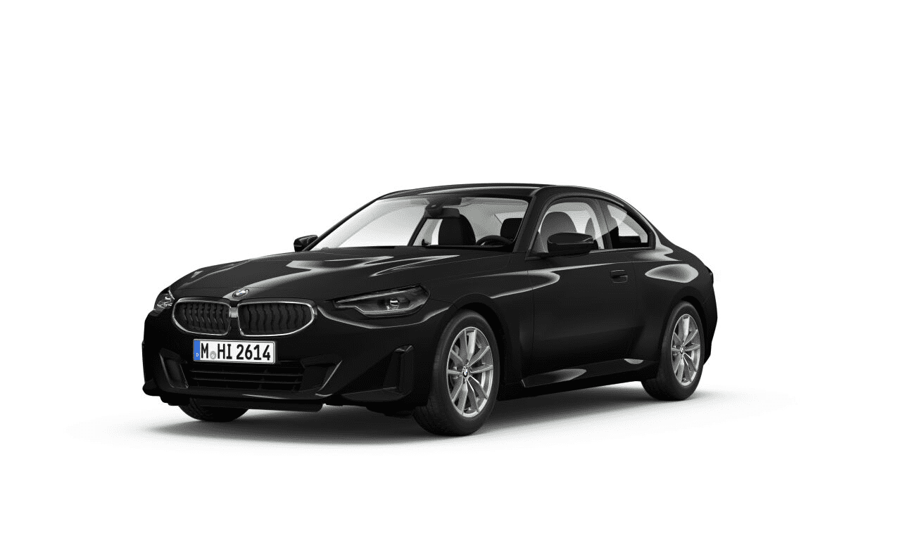 BMW 2er Coupe von vorne seitlich links in schwarz