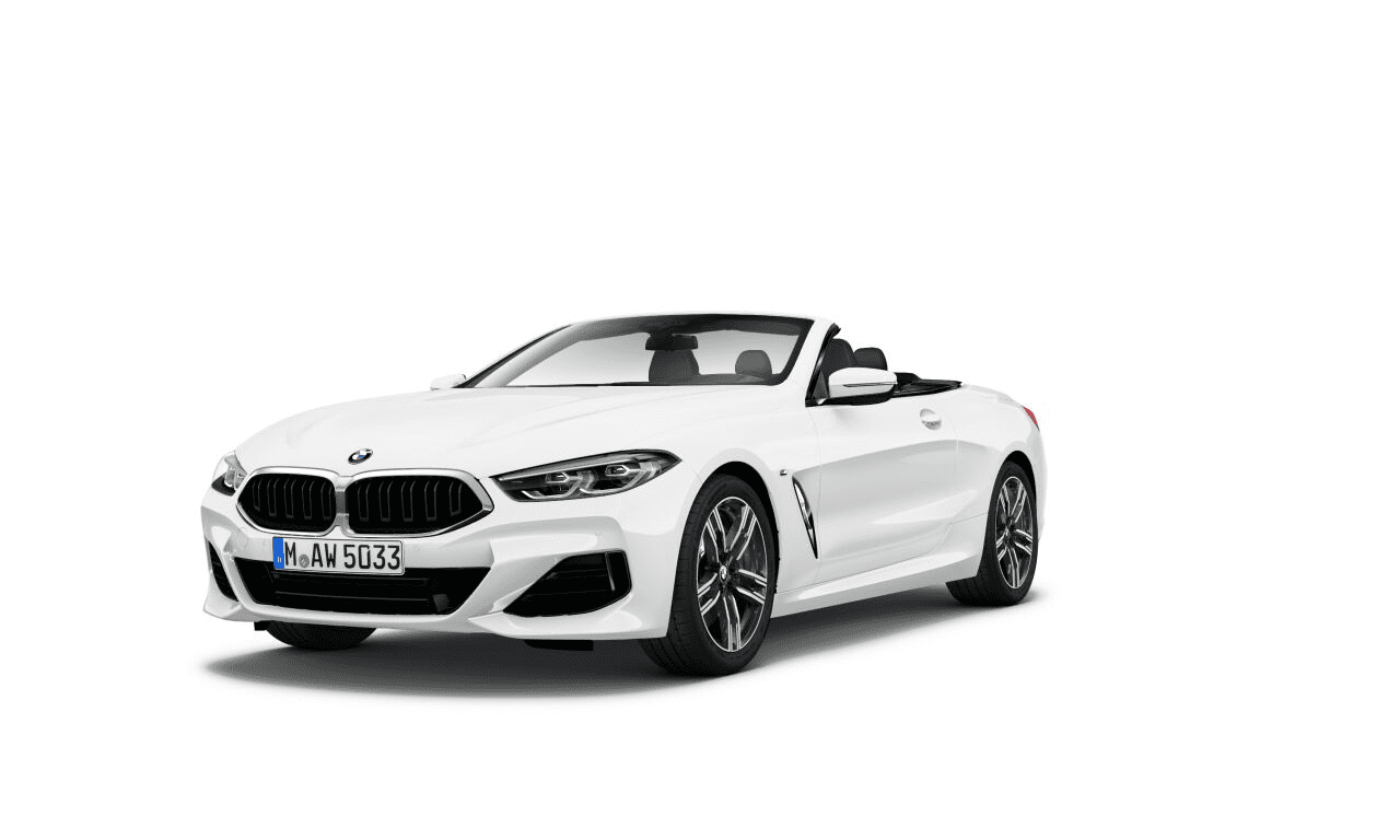 BMW 8er Cabrio von vorne seitlich link in weiß