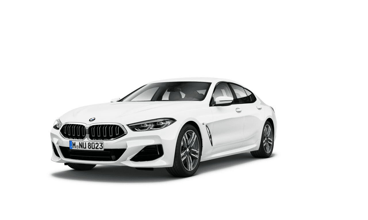 BMW 8er Gran Coupe von vorne links weiß